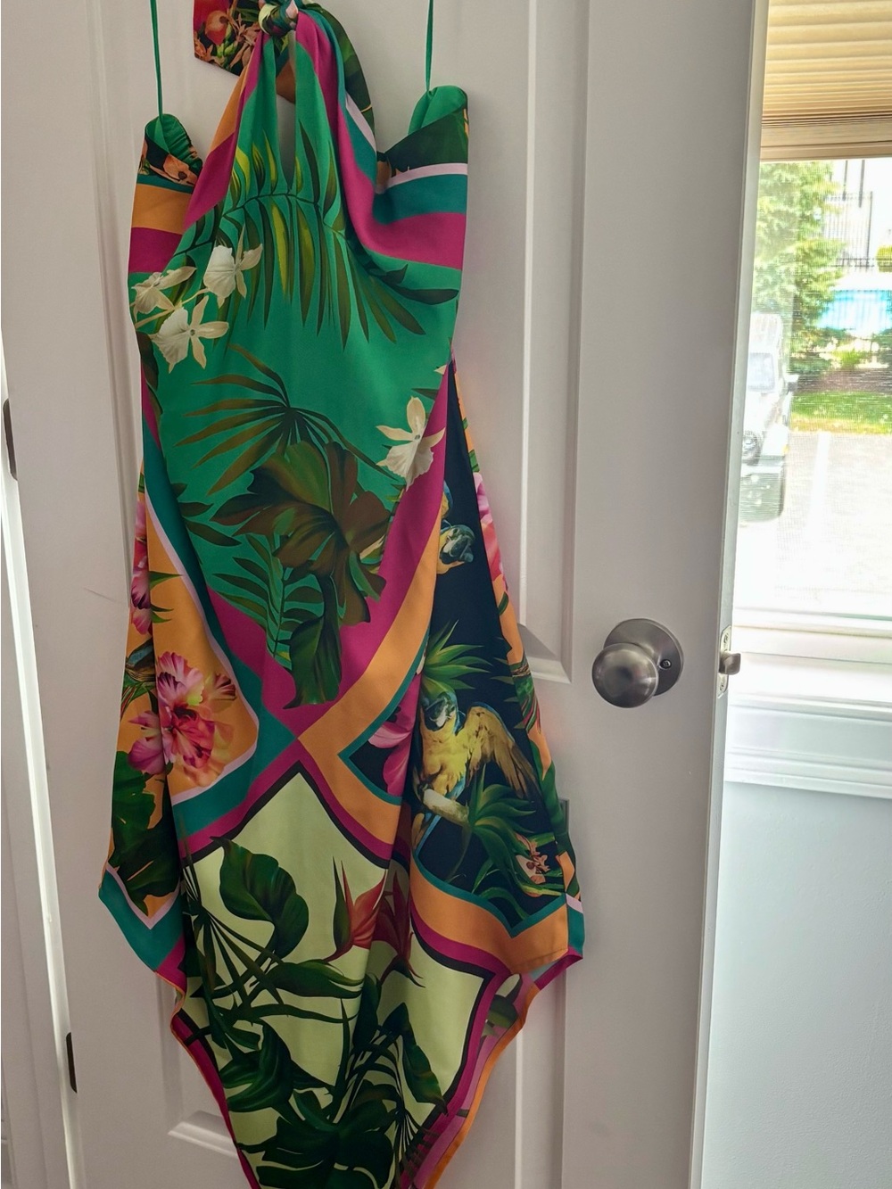INC International Concepts Tropical Green Multi Halter Dress